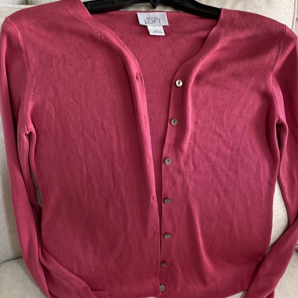 Ann Taylor Loft 100% silk knit cardigan button down jacket size S - Picture 1 of 12